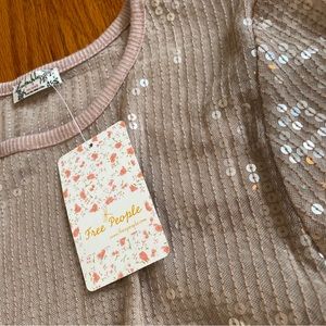Free people Med mink sequence top NWT